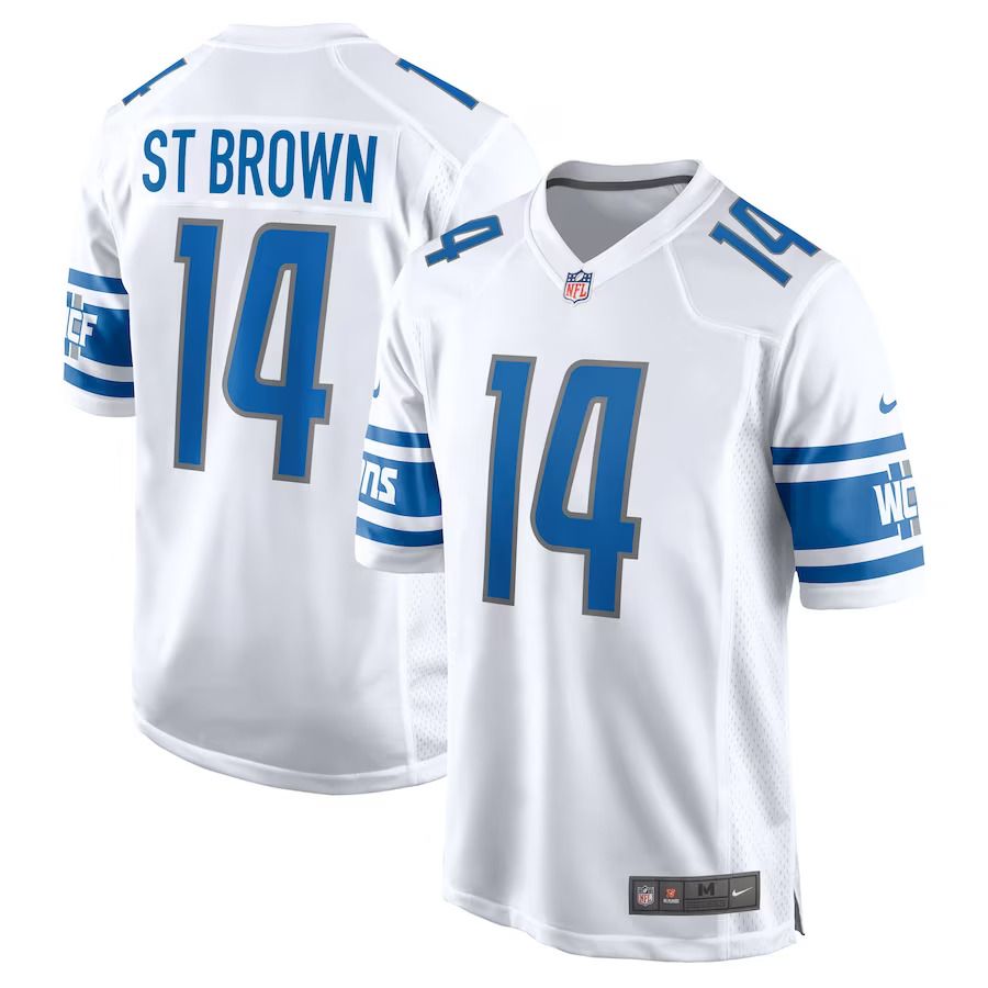 Men Detroit Lions #14 Amon-Ra St. Brown Nike White Player Game NFL Jersey->detroit lions->NFL Jersey